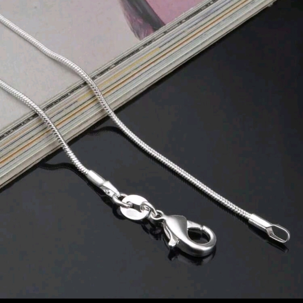 925 STERLING LONG SKINNY SILVER ROUND SNAKE CHAIN NECKLACE FOR LAYERING 20" - Picture 5 of 7